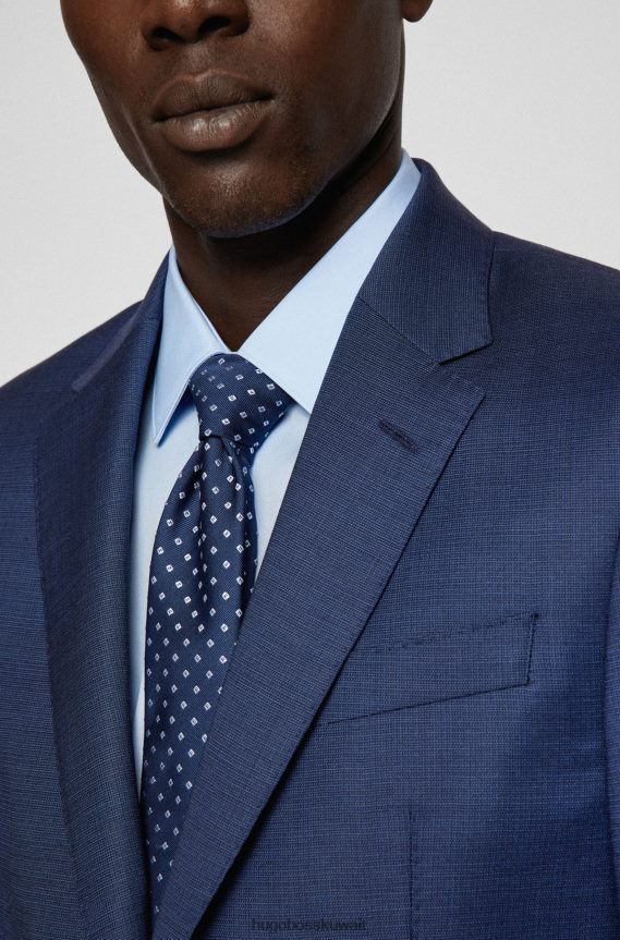 4TFNJN5409 أزرق غامق Hugo Boss ربطة عنق بنقش هوغو باللون الأزرق الداكن مصنوعة من مزيج من الألياف المعاد تدويرها