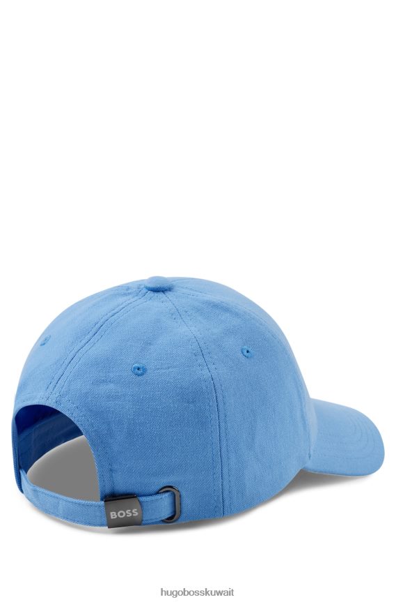 4TFNJN5415 أزرق Hugo Boss قبعة من نسيج قطني طويل باللون الأزرق مع شعار هوغو مطبوع بالألوان