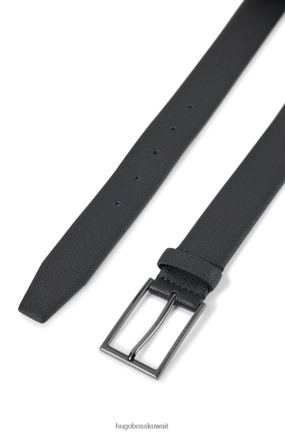 4TFNJN5417 أسود Hugo Boss حزام جلدي مطبوع من هوغو باللون الأسود مع إبزيم معدني