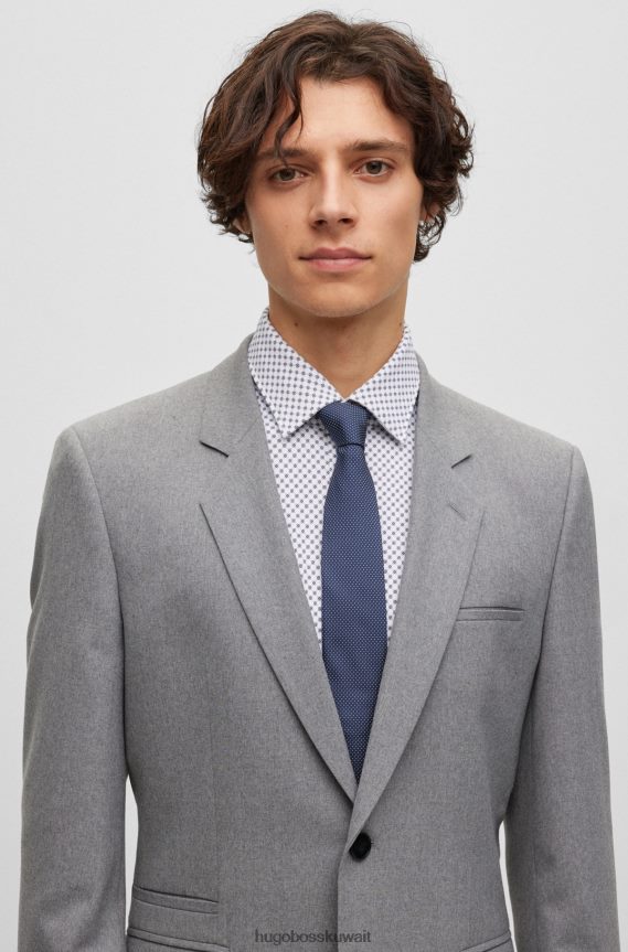 4TFNJN5424 أزرق غامق Hugo Boss ربطة عنق هوغو ذات نقاط صغيرة باللون الأزرق الداكن من قماش الجاكار الحريري