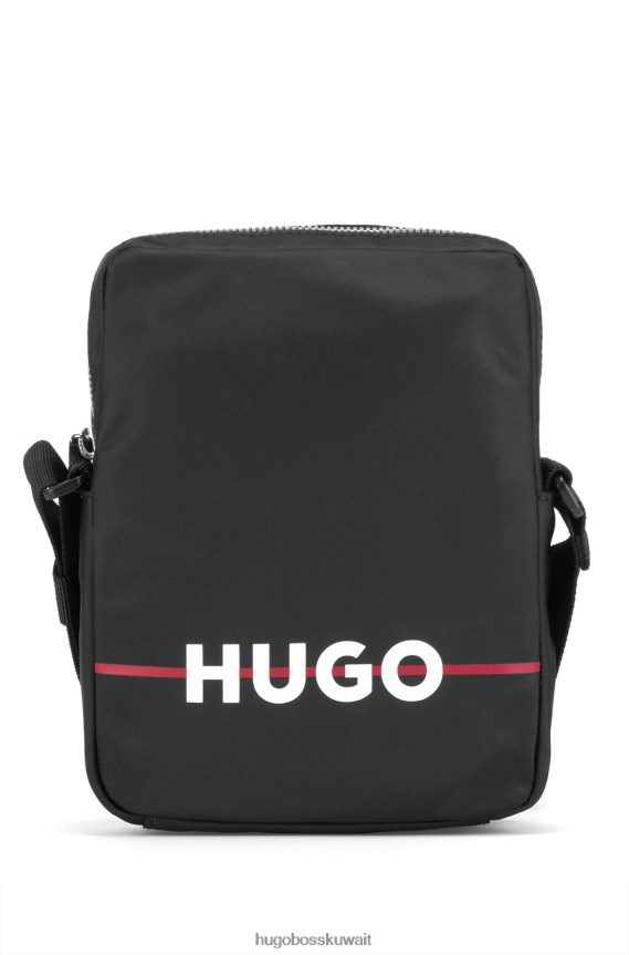 4TFNJN5427 أسود Hugo Boss حقيبة مراسل من مادة معاد تدويرها مع شريط وشعار هوغو باللون الأسود