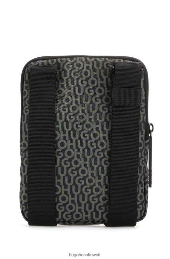 4TFNJN5428 منقوشة Hugo Boss حقيبة مراسل منقوشة بطبعة شعار مع علامة هوغو الحمراء