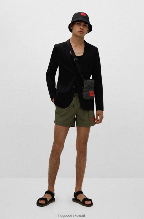 4TFNJN5428 منقوشة Hugo Boss حقيبة مراسل منقوشة بطبعة شعار مع علامة هوغو الحمراء