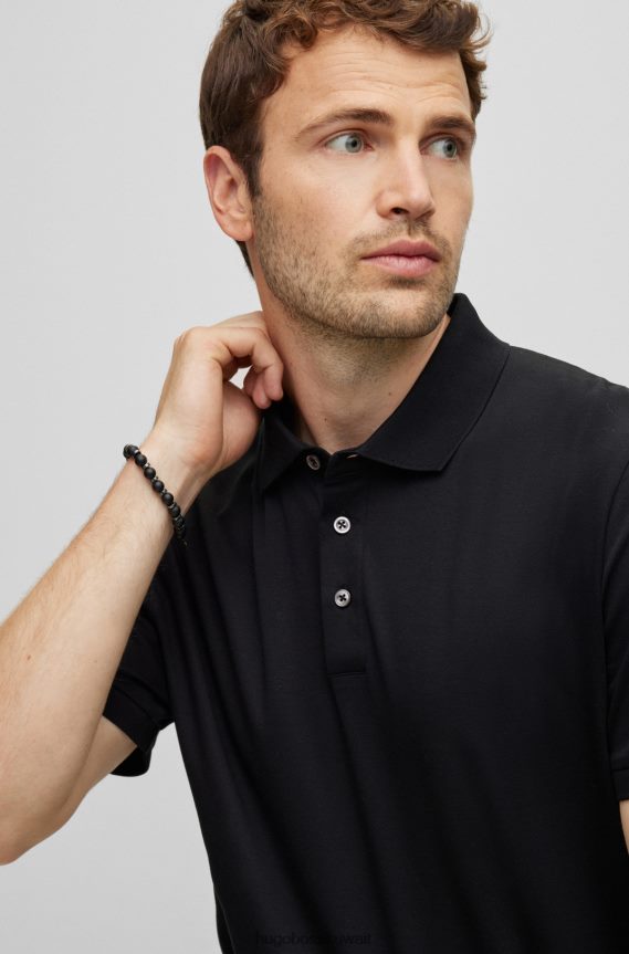 4TFNJN5431 أسود Hugo Boss سوار Hugo باللون الأسود غير اللامع من العقيق والهيماتيت مع علامة شعار معدنية