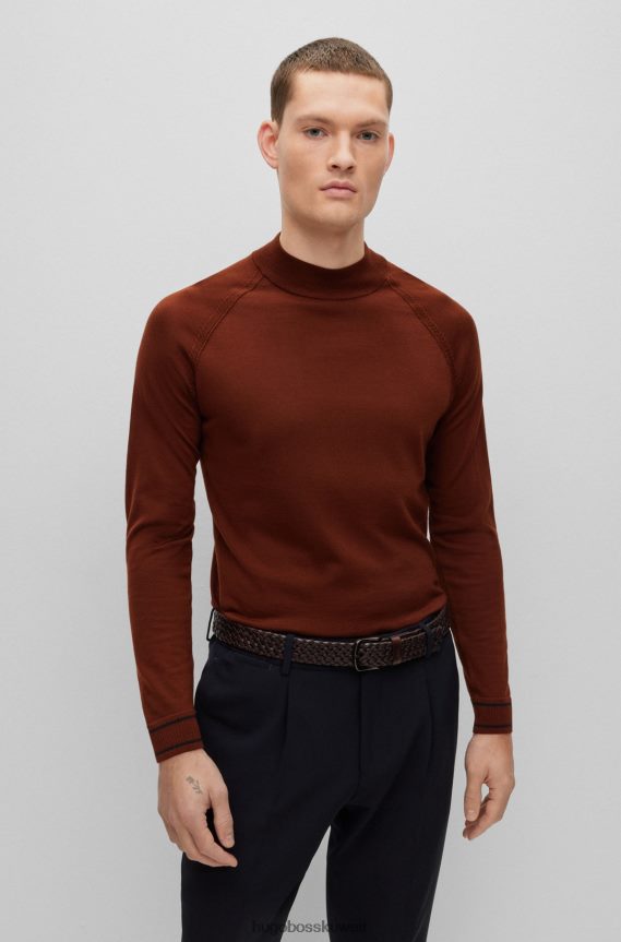 4TFNJN5432 بني غامق Hugo Boss حزام هوغو من الجلد المنسوج مع حافظة الشعار باللون البني الداكن