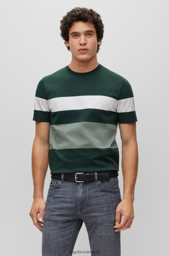 4TFNJN5433 أسود Hugo Boss حزام من الجلد المنسوج مع شعار هوغو الأسود