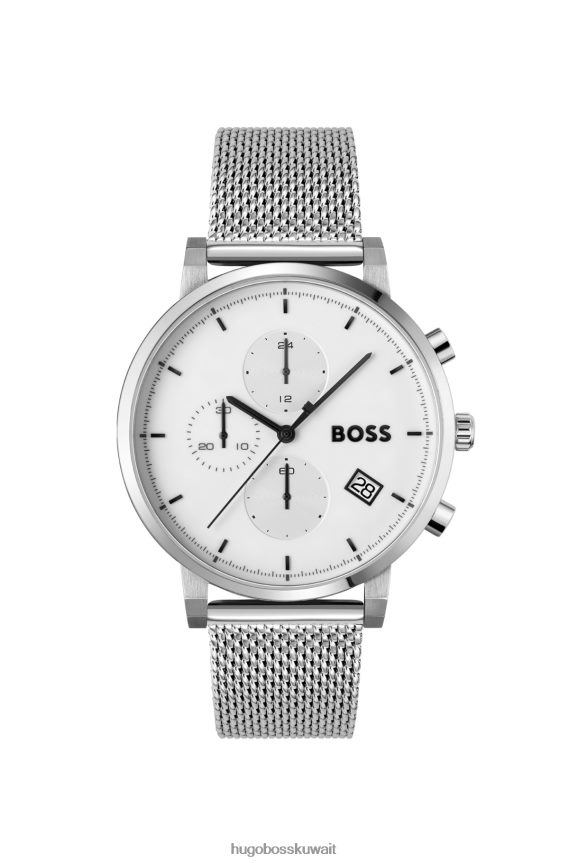 4TFNJN5436 حزمة مسبقة متنوعة Hugo Boss ساعة هوغو كرونوغراف بمينا أبيض متنوعة وسوار شبكي