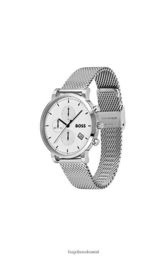 4TFNJN5436 حزمة مسبقة متنوعة Hugo Boss ساعة هوغو كرونوغراف بمينا أبيض متنوعة وسوار شبكي