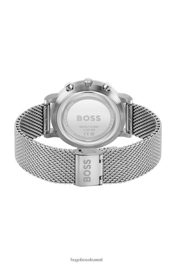 4TFNJN5436 حزمة مسبقة متنوعة Hugo Boss ساعة هوغو كرونوغراف بمينا أبيض متنوعة وسوار شبكي