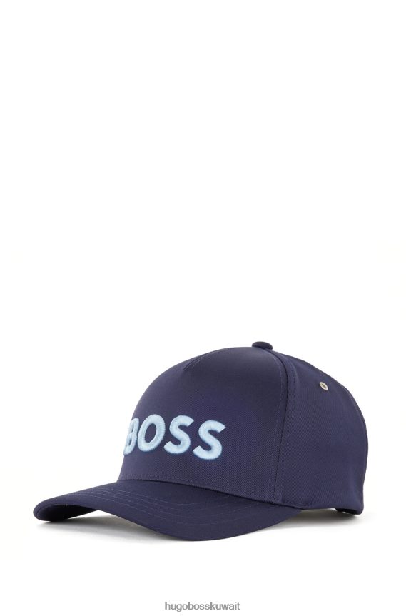 4TFNJN5445 أزرق غامق Hugo Boss قبعة هوغو من نسيج التويل المطاطي مع شعار مطرز باللون الأزرق الداكن