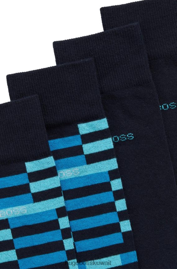 4TFNJN544 أزرق/أسود/رمادي Hugo Boss عبوة من 2 جوارب 50467708 باللون الأزرق
