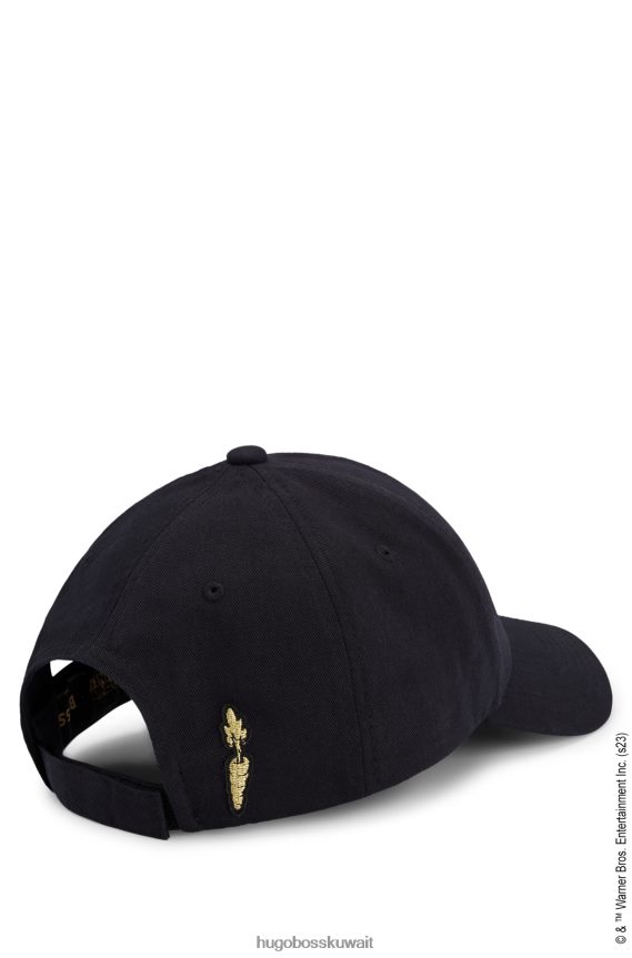 4TFNJN5454 أسود Hugo Boss قبعة لوني تونز × من نسيج قطني مضلع مع شعار ورقعة شخصية