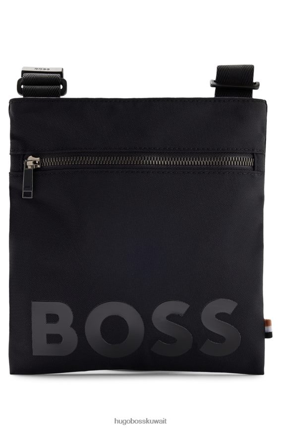 4TFNJN5457 أسود Hugo Boss حقيبة هيوغو سوداء من النايلون المعاد تدويره مع شعار مطبوع