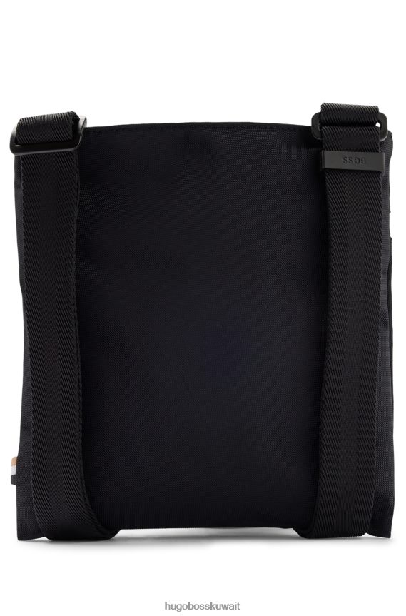 4TFNJN5457 أسود Hugo Boss حقيبة هيوغو سوداء من النايلون المعاد تدويره مع شعار مطبوع