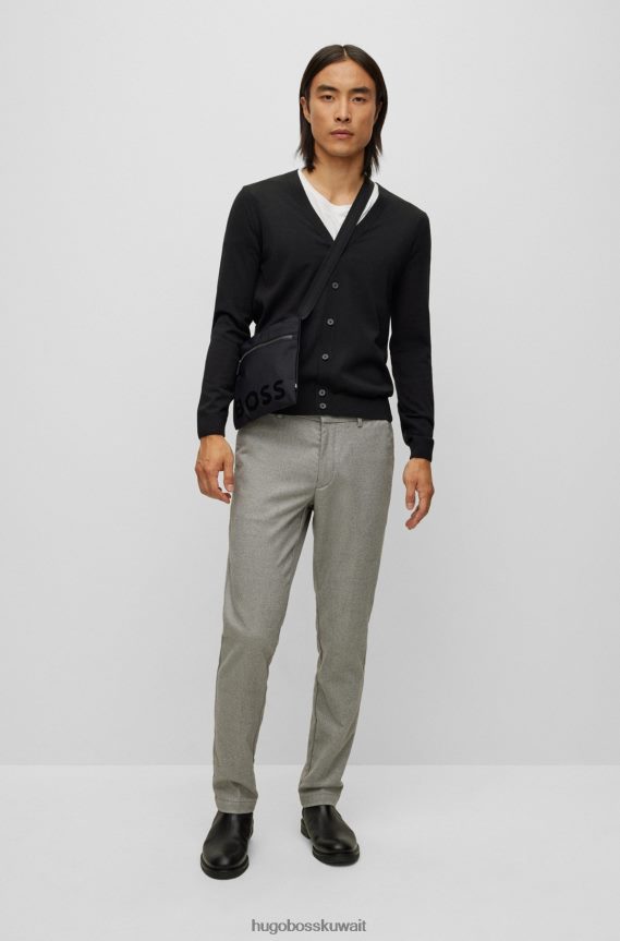 4TFNJN5457 أسود Hugo Boss حقيبة هيوغو سوداء من النايلون المعاد تدويره مع شعار مطبوع