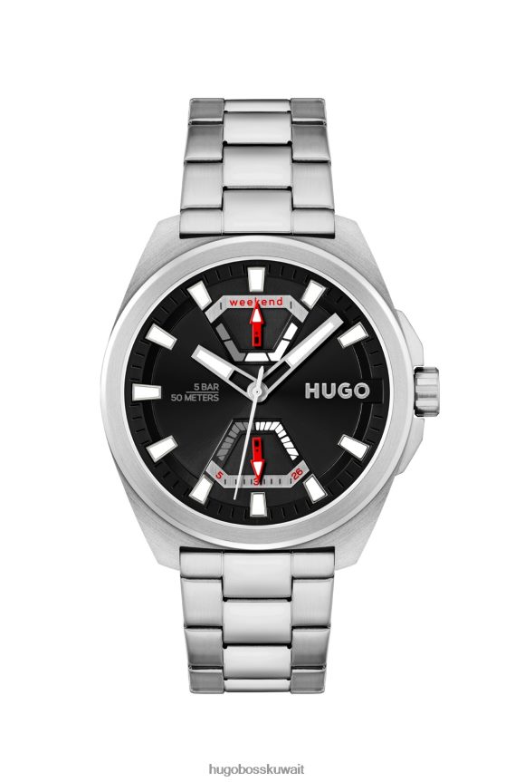 4TFNJN5462 حزمة مسبقة متنوعة Hugo Boss ساعة زاوية من الفولاذ المقاوم للصدأ مع سوار متصل، مجموعة متنوعة مسبقًا من Hugo