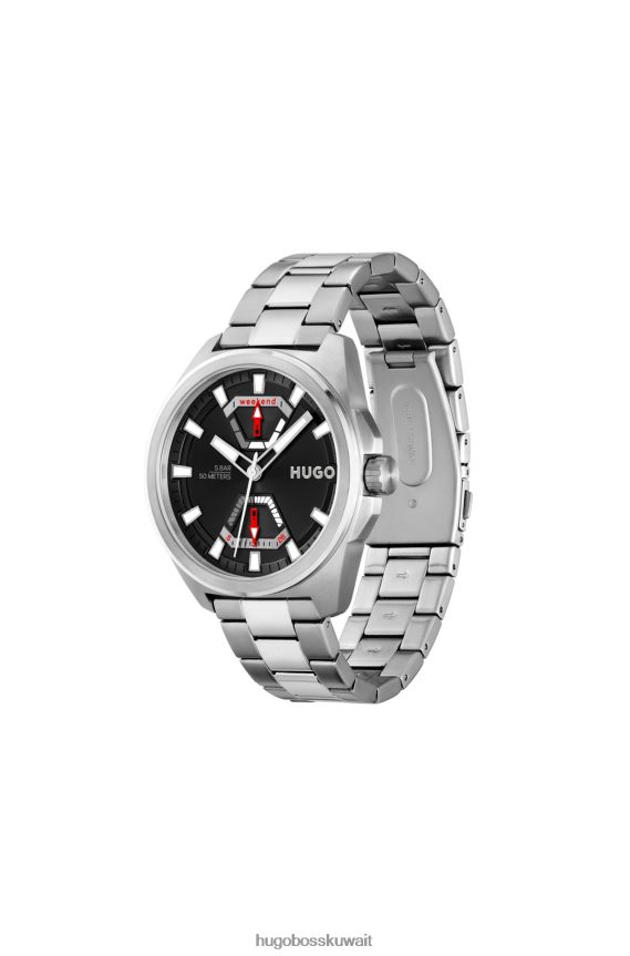 4TFNJN5462 حزمة مسبقة متنوعة Hugo Boss ساعة زاوية من الفولاذ المقاوم للصدأ مع سوار متصل، مجموعة متنوعة مسبقًا من Hugo