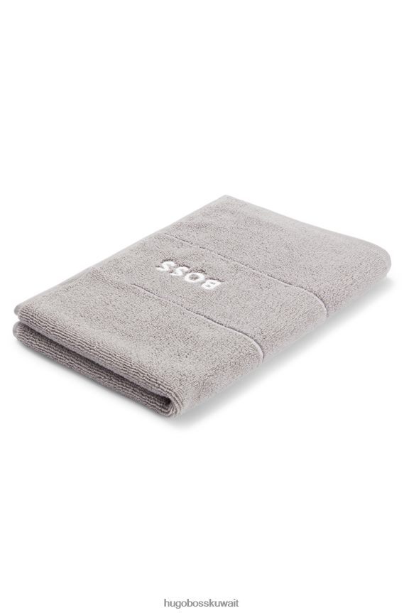 4TFNJN5471 رمادي Hugo Boss منشفة الضيوف من هوغو من القطن المصري مع شعار متباين باللون الرمادي