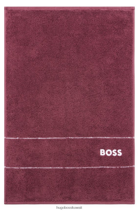 4TFNJN5474 الأرجواني الداكن Hugo Boss منشفة ضيوف من القطن المصري مع شعار متباين هوغو باللون الأرجواني الداكن
