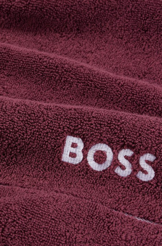 4TFNJN5474 الأرجواني الداكن Hugo Boss منشفة ضيوف من القطن المصري مع شعار متباين هوغو باللون الأرجواني الداكن