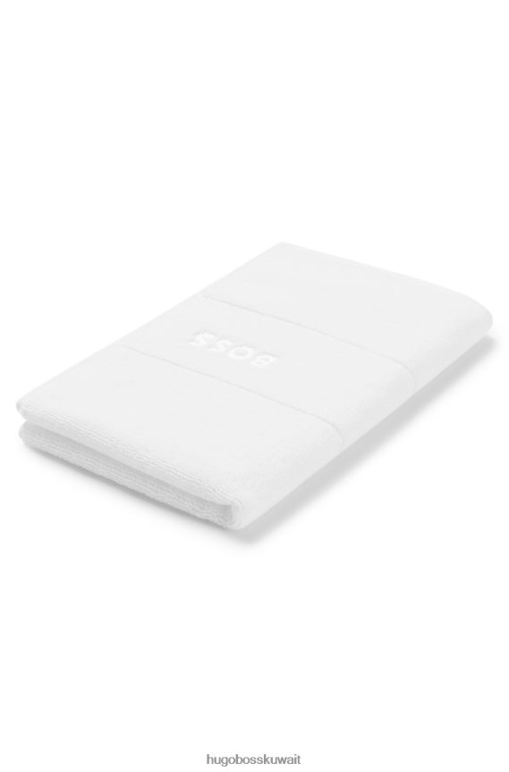 4TFNJN5476 أبيض Hugo Boss منشفة ضيوف من القطن المصري باللون الأبيض من هوغو مع شعار متباين
