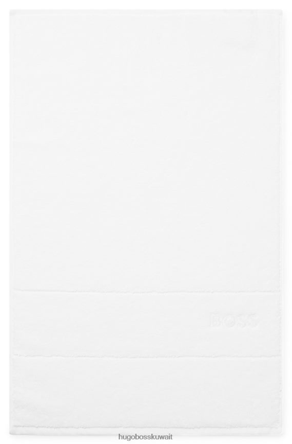 4TFNJN5476 أبيض Hugo Boss منشفة ضيوف من القطن المصري باللون الأبيض من هوغو مع شعار متباين