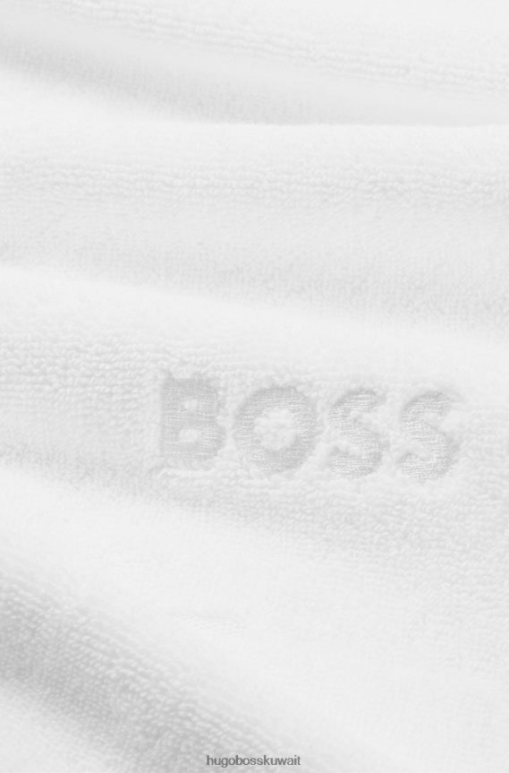 4TFNJN5476 أبيض Hugo Boss منشفة ضيوف من القطن المصري باللون الأبيض من هوغو مع شعار متباين