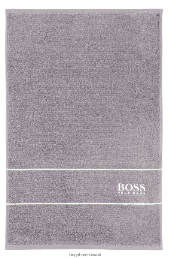 4TFNJN5477 رمادي Hugo Boss منشفة الضيوف من هوغو من القطن المصري مع شعار رمادي متباين