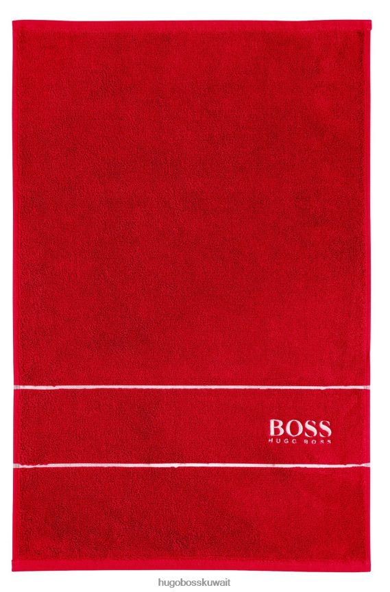 4TFNJN5480 أحمر Hugo Boss منشفة ضيوف من القطن المصري مع شعار متباين بلون أحمر هوغو