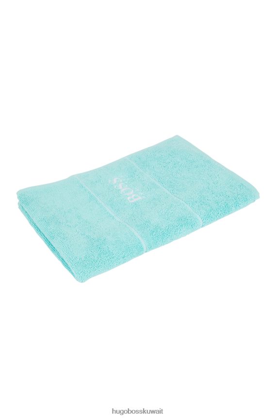 4TFNJN5481 الفيروز Hugo Boss منشفة ضيوف من القطن المصري هيوغو باللون الفيروزي مع شعار متباين