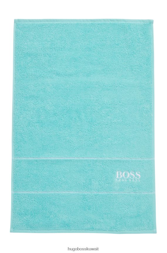 4TFNJN5481 الفيروز Hugo Boss منشفة ضيوف من القطن المصري هيوغو باللون الفيروزي مع شعار متباين