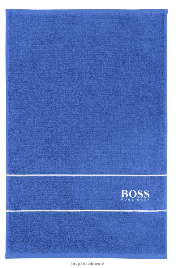 4TFNJN5482 أزرق Hugo Boss منشفة ضيوف من القطن المصري باللون الأزرق مع شعار متباين من هوغو