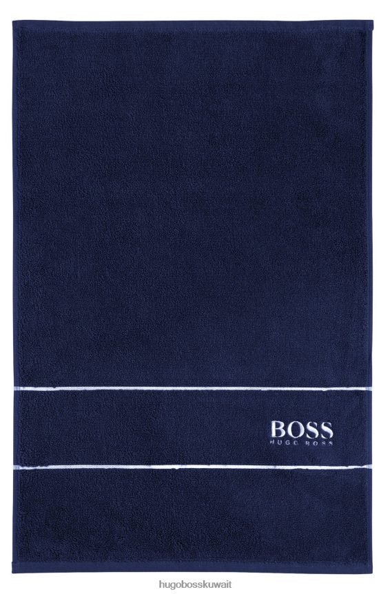 4TFNJN5483 أزرق غامق Hugo Boss منشفة هوغو للضيوف من القطن المصري مع شعار متباين باللون الأزرق الداكن