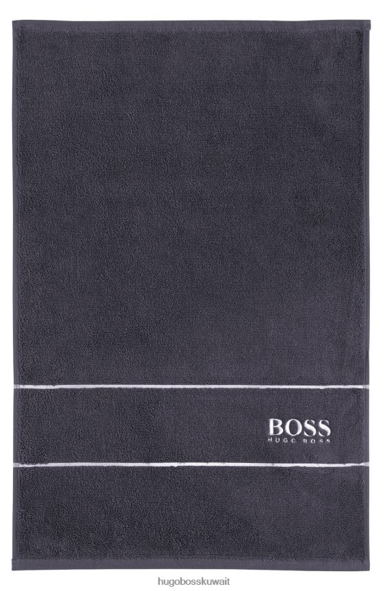 4TFNJN5486 الرمادي الداكن Hugo Boss منشفة ضيوف من القطن المصري مع شعار متباين هوغو باللون الرمادي الداكن