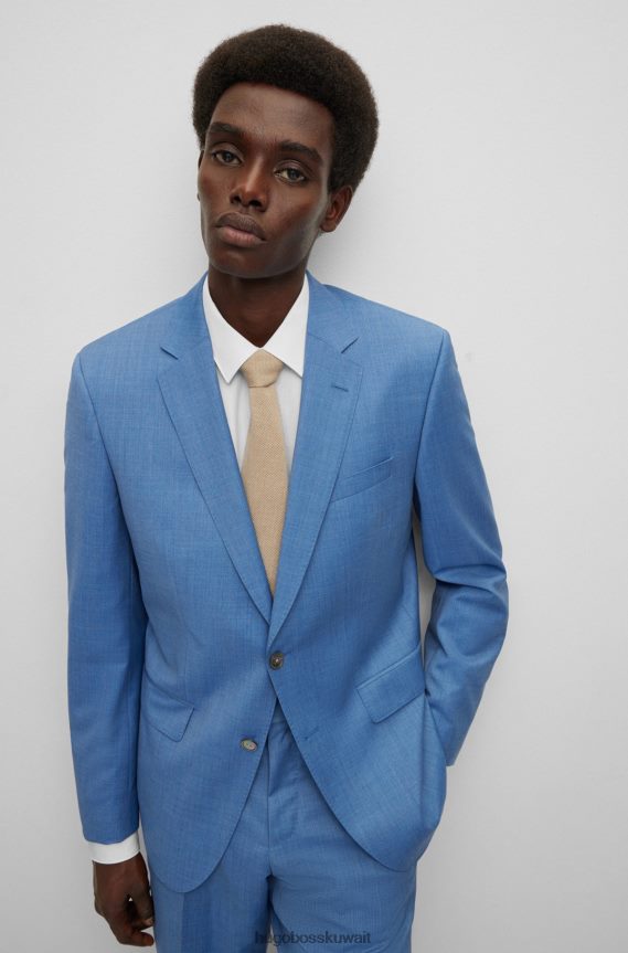 4TFNJN5489 البيج الفاتح Hugo Boss ربطة عنق هوغو مستقيمة من الحرير مع هيكل بيكيه محبوك باللون البيج الفاتح