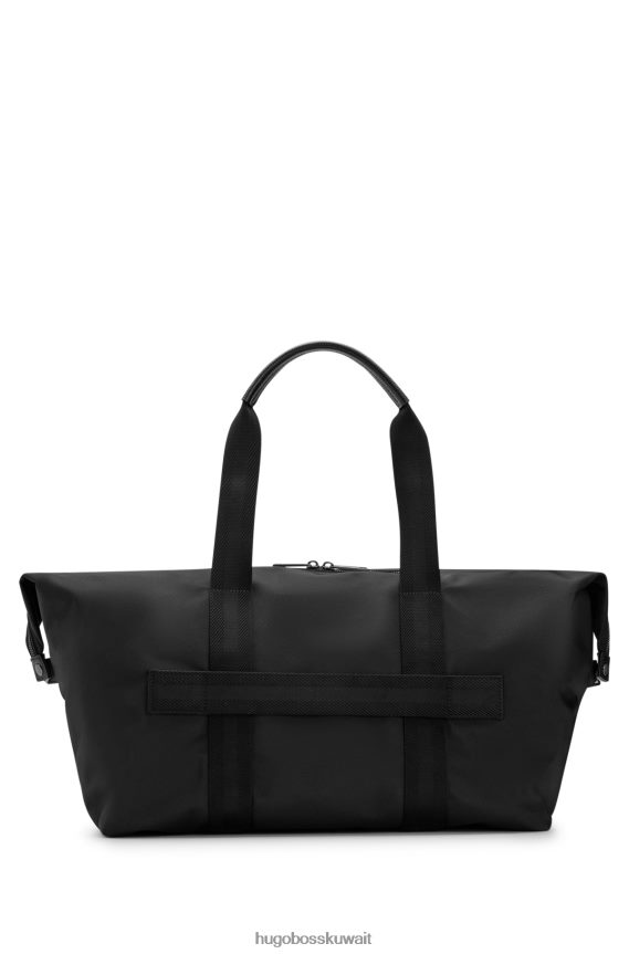 4TFNJN5494 أسود Hugo Boss حقيبة هوغو باللون الأسود ذات الخطوط المميزة من القماش المعاد تدويره مع حقيبة داخلية