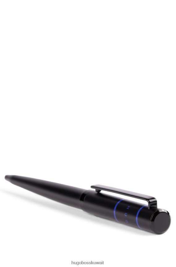 4TFNJN5496 أسود Hugo Boss قلم حبر جاف أسود مع خطوط زرقاء وشعار هوغو الأسود