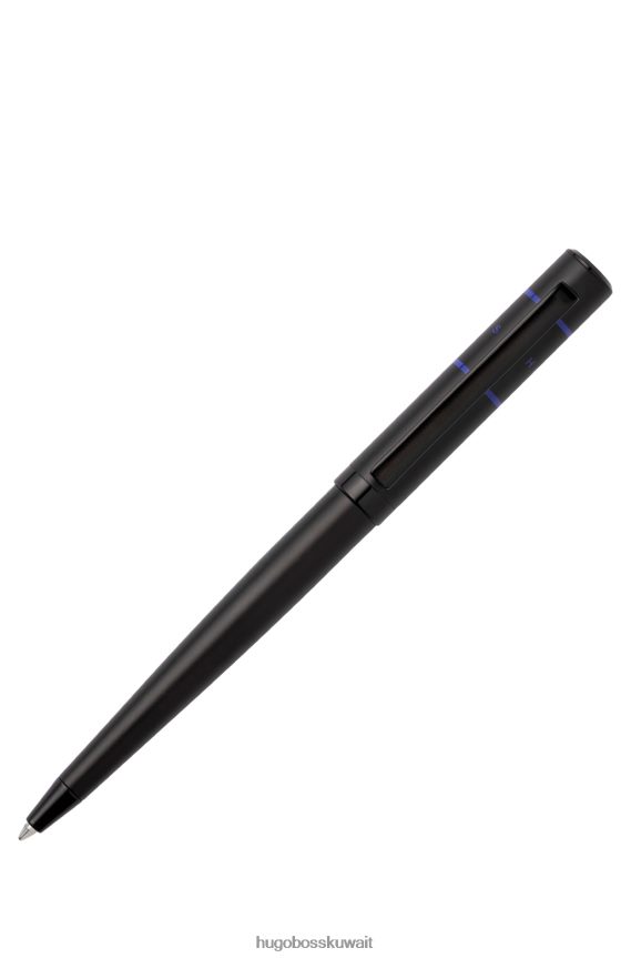4TFNJN5496 أسود Hugo Boss قلم حبر جاف أسود مع خطوط زرقاء وشعار هوغو الأسود