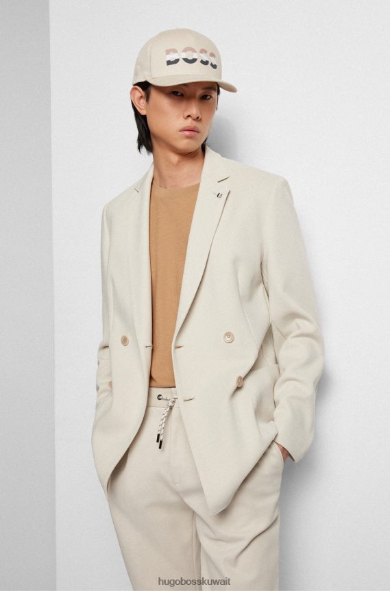 4TFNJN5498 البيج الفاتح Hugo Boss قبعة من نسيج قطني طويل مع شعار الموسم الجديد هوغو باللون البيج الفاتح