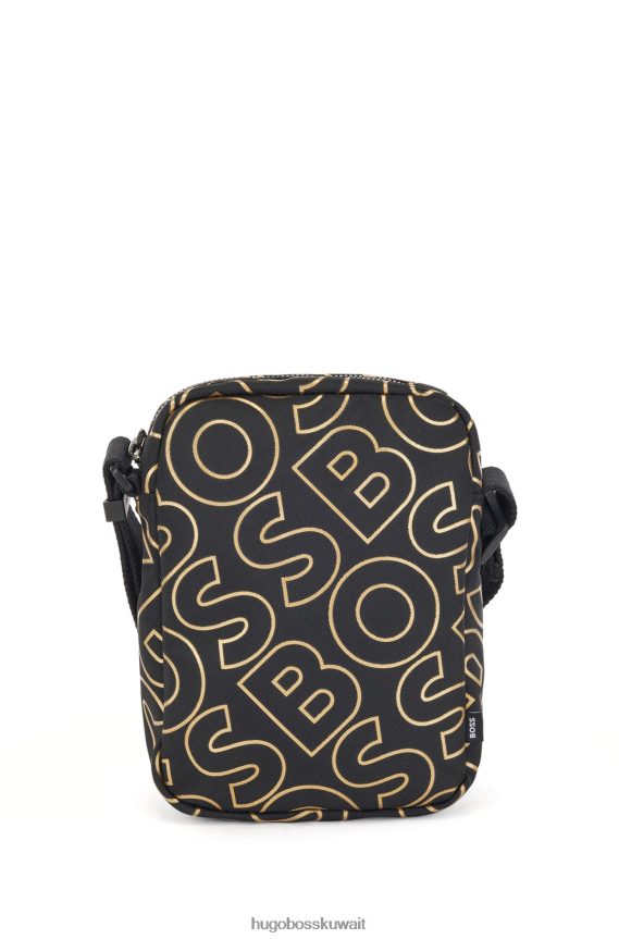 4TFNJN5504 أسود Hugo Boss حقيبة مراسل بطبعة شعار من قماش هوغو المعاد تدويره باللون الأسود
