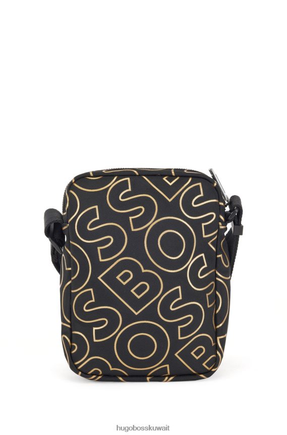4TFNJN5504 أسود Hugo Boss حقيبة مراسل بطبعة شعار من قماش هوغو المعاد تدويره باللون الأسود