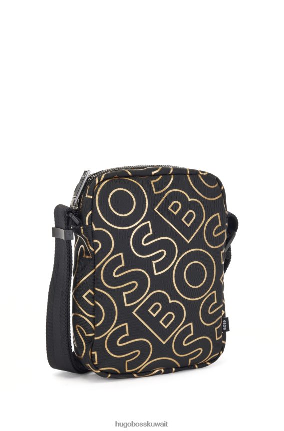 4TFNJN5504 أسود Hugo Boss حقيبة مراسل بطبعة شعار من قماش هوغو المعاد تدويره باللون الأسود