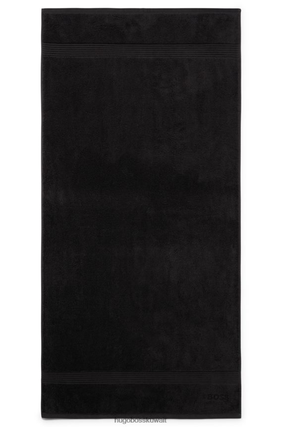 4TFNJN5507 أسود Hugo Boss منشفة حمام مطرزة بشعار هوغو من قطن بحر إيجه باللون الأسود