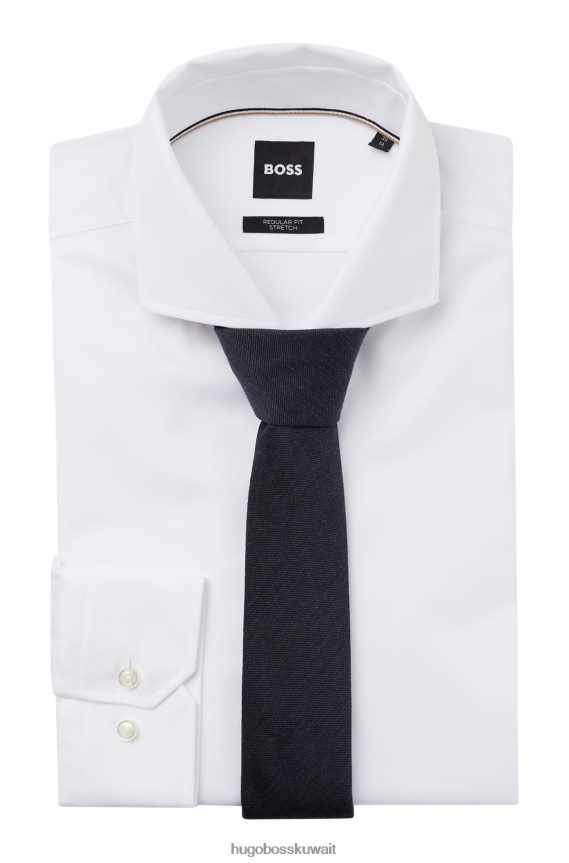 4TFNJN5512 أزرق غامق Hugo Boss ربطة عنق هوغو منسوجة من مزيج الصوف باللون الأزرق الداكن