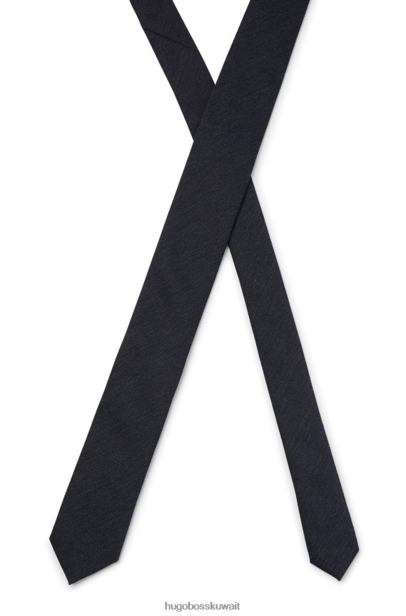 4TFNJN5512 أزرق غامق Hugo Boss ربطة عنق هوغو منسوجة من مزيج الصوف باللون الأزرق الداكن