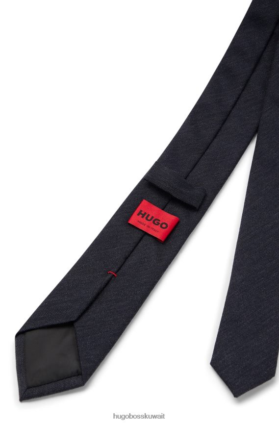 4TFNJN5512 أزرق غامق Hugo Boss ربطة عنق هوغو منسوجة من مزيج الصوف باللون الأزرق الداكن