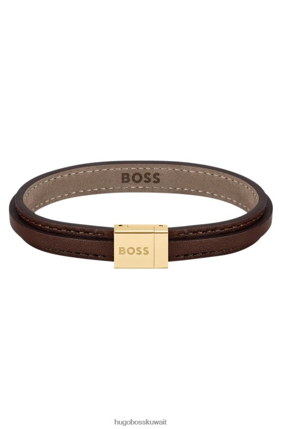 4TFNJN5516 حزمة مسبقة متنوعة Hugo Boss أساور جلدية مزدوجة الطبقات مع إغلاق بتفاصيل الشعار: مجموعة صغيرة ومتنوعة مسبقًا