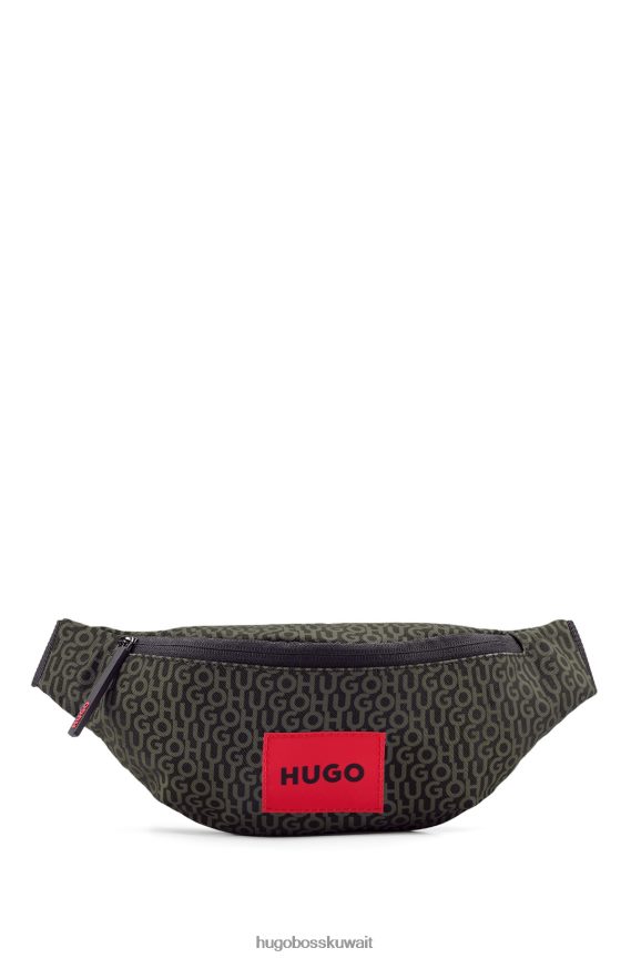 4TFNJN5519 منقوشة Hugo Boss حقيبة حزام منقوشة بطباعة شعار مع علامة هوغو الحمراء