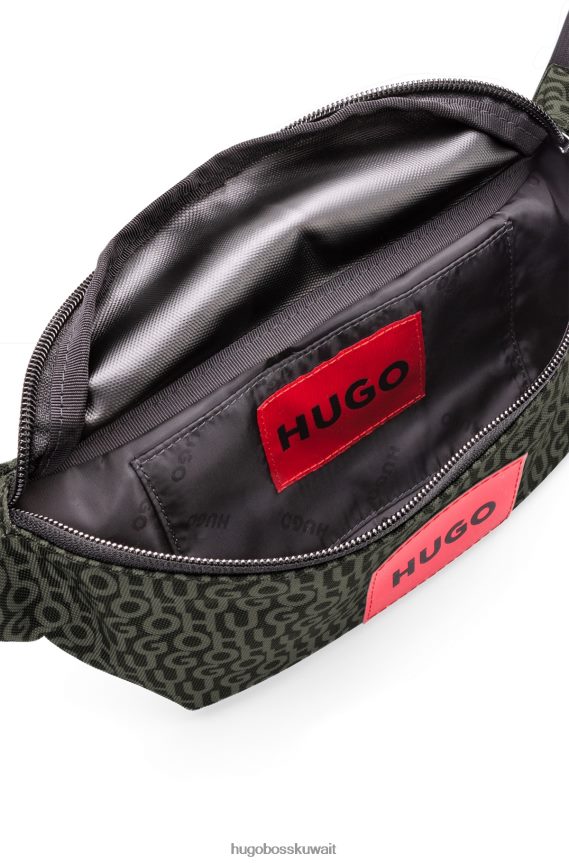 4TFNJN5519 منقوشة Hugo Boss حقيبة حزام منقوشة بطباعة شعار مع علامة هوغو الحمراء