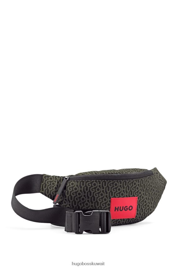 4TFNJN5519 منقوشة Hugo Boss حقيبة حزام منقوشة بطباعة شعار مع علامة هوغو الحمراء